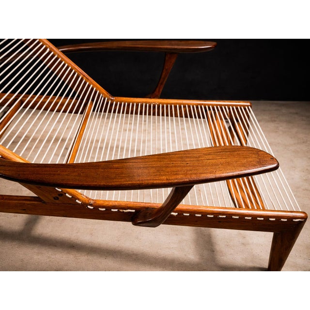 Brazilian Modern Chaise Lounge in Caviúna Wood & Fabric by Pierre Weckx, Brazil, 1950s — Lot 573A For Sale - Image 13 of 17