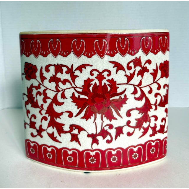 Here is a striking vintage Asian porcelain vase, likely dating to the mid to late 20th century, featuring a classic...