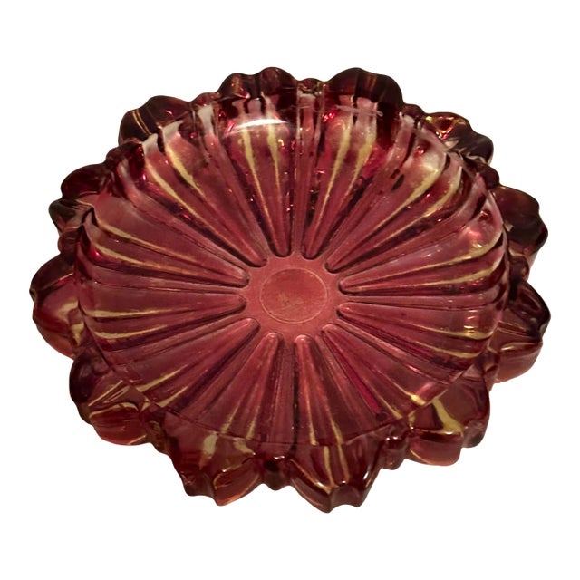 1960s Vintage Carnival Glass Cranberry Astray For Sale