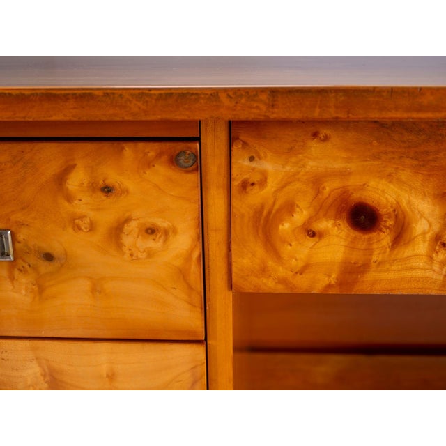 Mid-Century Modern Writing Desk in Burl Veneer with Eight Drawers For Sale - Image 10 of 16
