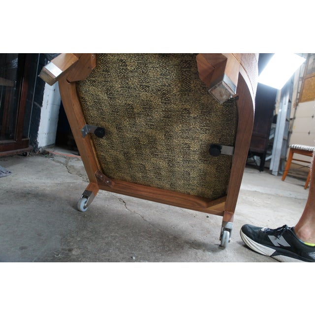 4 1980s Mid Century Modern Attributed to Antonio Citterio Flexform Mozart Walnut Rattan Arm Chairs For Sale - Image 16 of 16