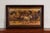 Mid-Century Modern Vintage Inlaid Wood Framed Painting Depicting Four Horses in a Landscape For Sale - Image 3 of 12