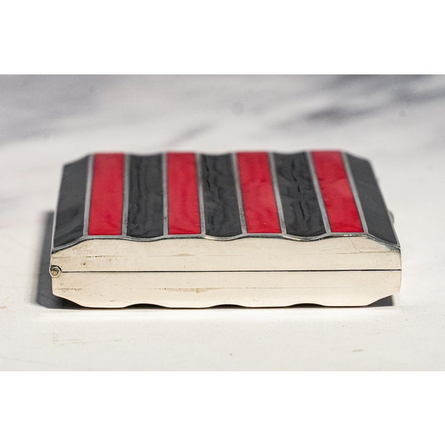 Rare Art Deco Antique Silver Black Red Enamel Cigarette Case Court of Siam Bangkok Presentation Box Luxury Tobacciana For Sale - Image 15 of 18