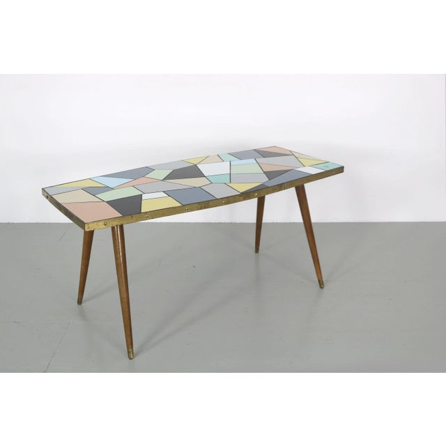 Beige German End Table with Pastel Colored Tiles, 1950s For Sale - Image 8 of 12