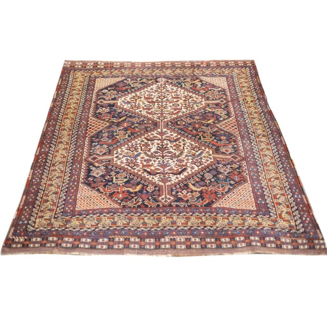 Antique Qashqai Rug from Late 19th Century with Tribal