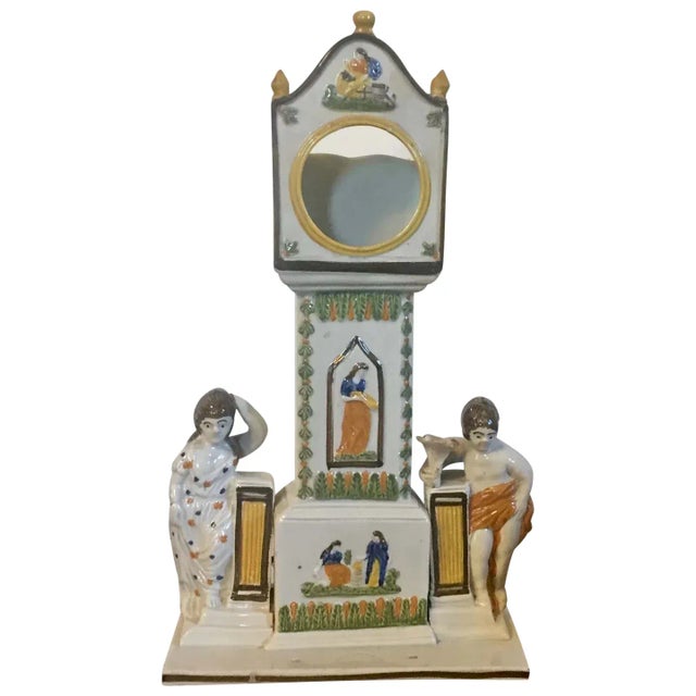 Antique Circa 1820 English Staffordshire Pearlware Dixon Austin & Company Grandfather Clock Watch Holder For Sale - Image 13 of 13