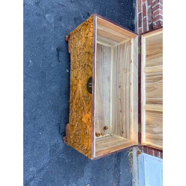 Antique Chinese Carved Camphor Wood Trunk Coffer Chest For Sale - Image 10 of 16