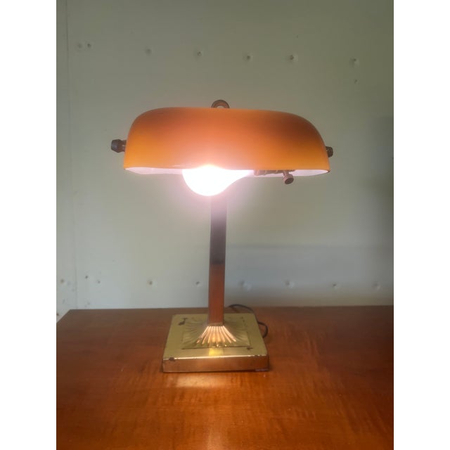 Vintage Brass Bankers Lamp For Sale - Image 10 of 11