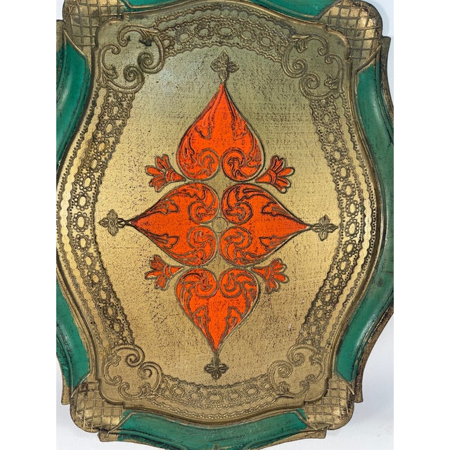 Wood Vintage Rectangular Decorative Florentine Tray, "Made in Italy" For Sale - Image 7 of 12