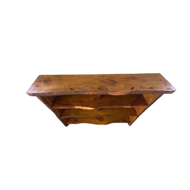 Wood Late 20th Century Rustic Live-Edge Solid Wood & Corrugated Metal Open Bookcase For Sale - Image 7 of 8