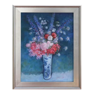 Vintage Impressionist Chinoiserie Floral Still Life Oil Painting