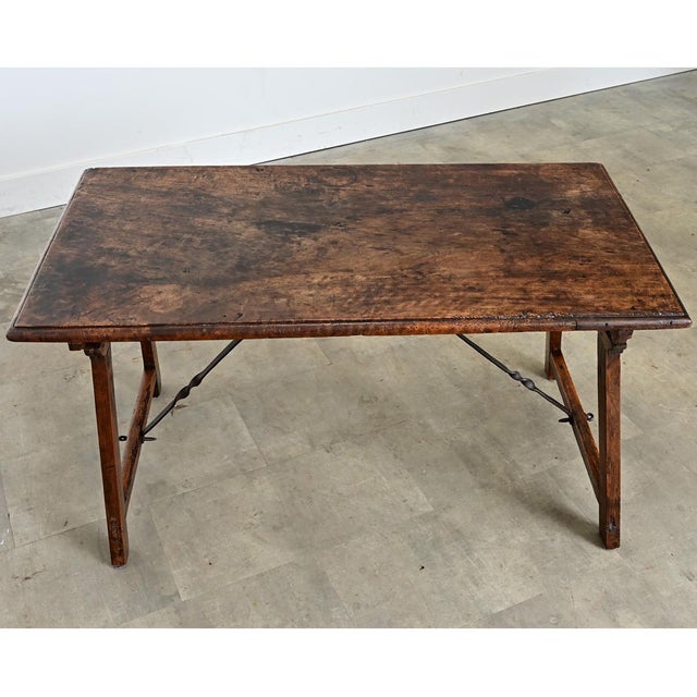 Late 18th Century Spanish 18th Century Single Plank Top Walnut & Iron Table For Sale - Image 5 of 12