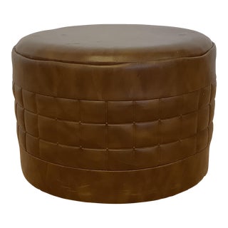 Mid Century Modern Vinyl Poof Footstool Ottoman. For Sale