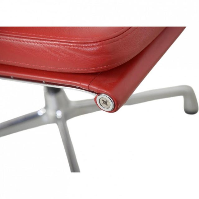 EA-208 Chair in Red Leather by Charles Eames, 2005 For Sale - Image 9 of 15