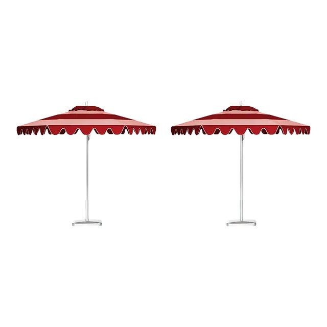 St. Tropez 9' Patio Umbrella, Pink & Red, Set of 2 For Sale