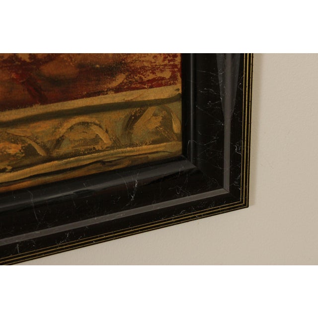 Mid 20th Century Roman Fresco Oil Painting Signed 'Fabriano' with Black Frame For Sale - Image 12 of 18