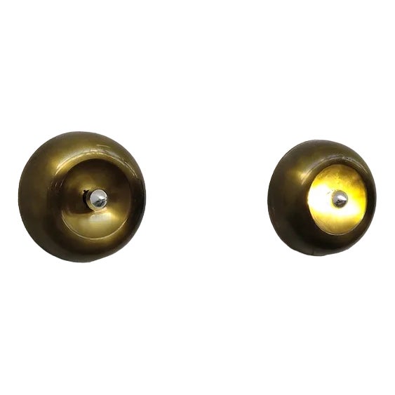 Circular Brass Sconces, Italy, 1960s, Set of 2 For Sale