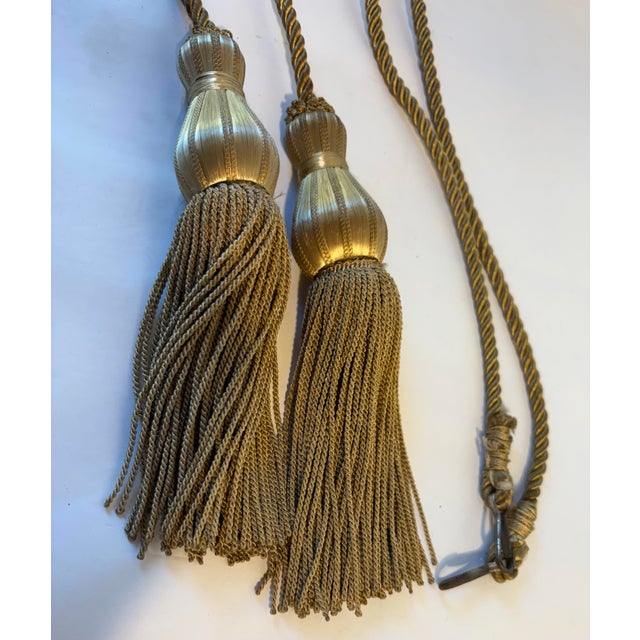 English Vintage Gold Tassel Tiebacks From Belgium - A Pair For Sale - Image 3 of 6