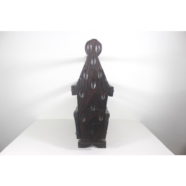 1960s Solid Wood Spanish Brutalist Magazine Rack Holder Revival For Sale - Image 14 of 18