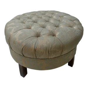 French Provincial Tufted Damask Ottoman Footstool