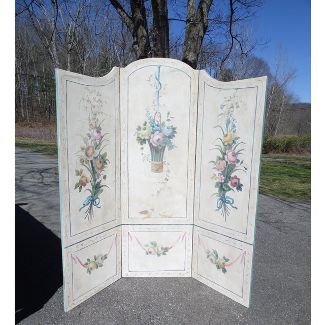 Vintage Shabby Chic 3 Panel Canvas Folding Dressing ...