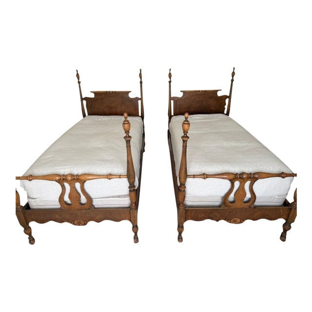 Berkey and Gay Four Poster Twin Beds For Sale