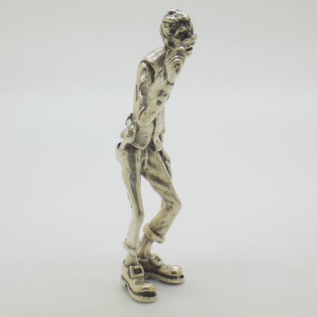 Silver Vintage Italian Handyman Figurine in Silver 800, 1970s For Sale - Image 8 of 16