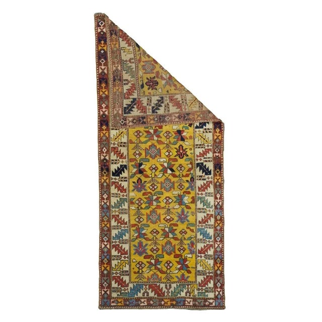 Late 19th Century Antique Kuba Rug 3' X 7'1'' For Sale - Image 5 of 12