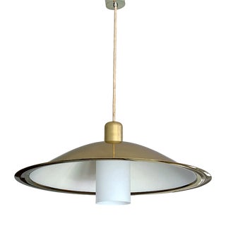 Large Scandinavian Pendant Light in Brass and Glass For Sale