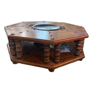 Vintage 1960s Mexican Brazier Coffee Table – Solid Wood & Iron For Sale