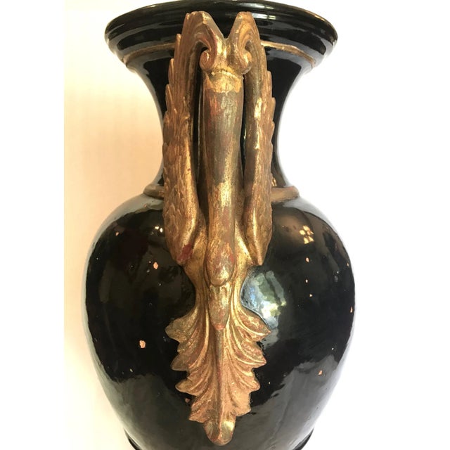 Ceramic 19th Century French Monumental Terracotta Cobalt Blue Glazed Vase For Sale - Image 7 of 13