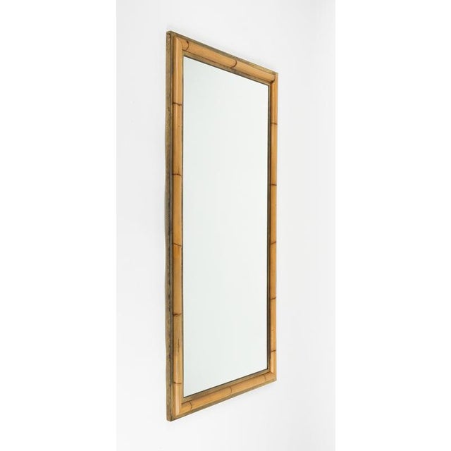 1970s Mid-Century Brass and Bamboo Wall Mirror in the style of Vivai del Sud, Italy, 1970s For Sale - Image 5 of 14