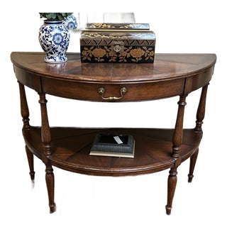 Traditional Half-Round Console Table (Walnut) For Sale