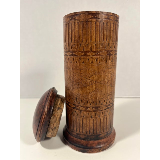 Wood Circa 1900 Antique Indonesian Karo Batak Etched Bamboo Lime Container For Sale - Image 7 of 10