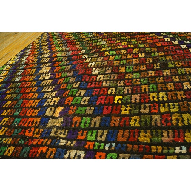 Textile 1930s Colorful Stripe Antique Jerusalem Rug 5'6" X 7'9" Handknotted Wool Carpet For Sale - Image 7 of 18