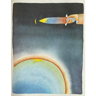 Jean-Michel Folon, La lune blessée, Etching For Sale