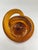 Signed Amber & Cognac Art Glass Infinity Knot Sculpture, Serpentine Texture For Sale - Image 9 of 17