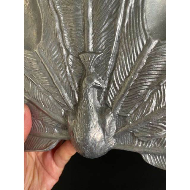 Mid Century Bruce Fox Aluminum Peacock Figural Egg Serving Platter For Sale In Las Vegas - Image 6 of 9