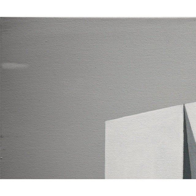 2010s Scott Woodard "Oasis" Gray and Black Abstract Surrealist Architectural Landscape Painting, 2019 For Sale - Image 5 of 11