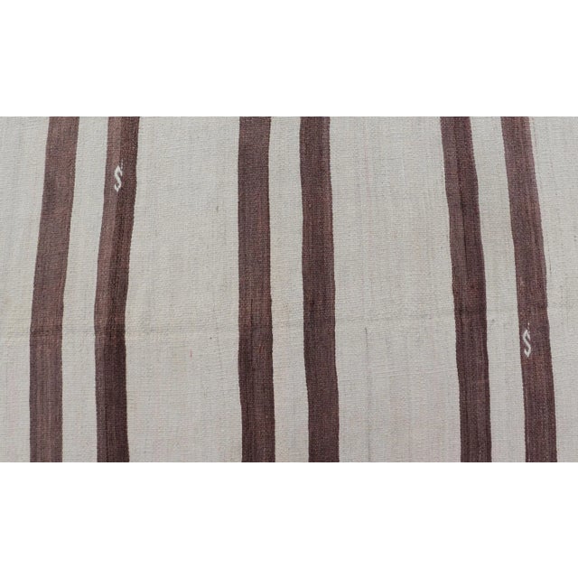 Brown Mid 20th Century Vintage Turkish Flat-Weave Muted Colored Kilim in Taupe Brown and Cream For Sale - Image 8 of 12