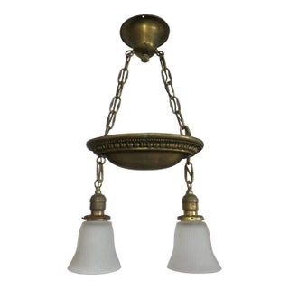 Early 1900's Double Pendant Victorian Pan Light For Sale