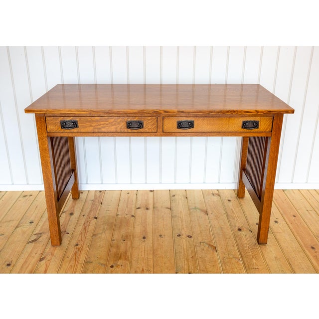 Arts and Crafts Mission Oak Desk by L. and J.G Stickley, 1993 For Sale - Image 6 of 18