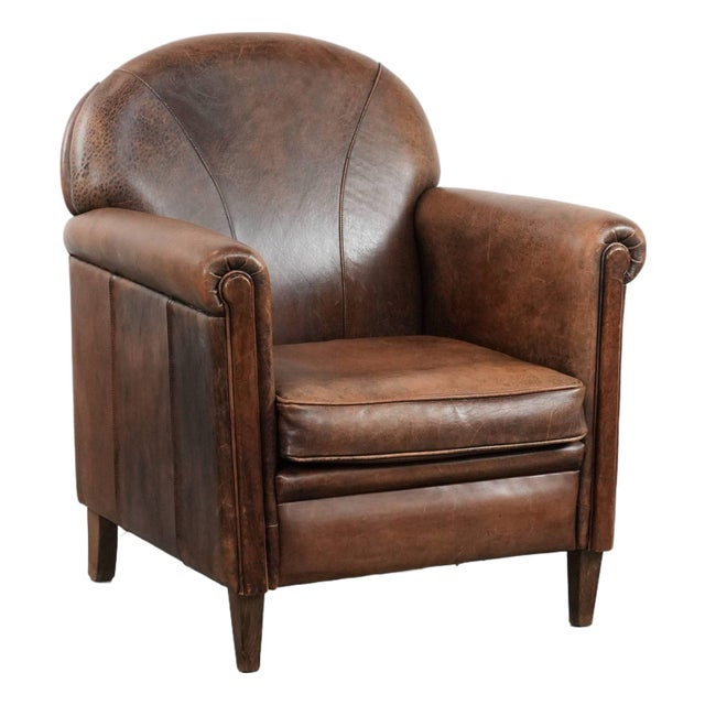 Vintage Sheepskin Club Armchair For Sale