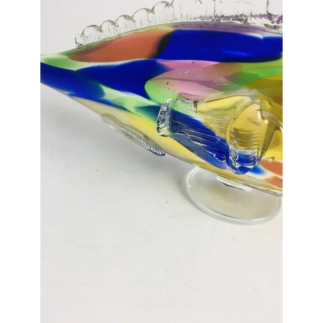 Glass Vintage Bohemia Blue and Yellow Colored Glass Fish Sculpture, Czech Republic from the 1960s For Sale - Image 7 of 9
