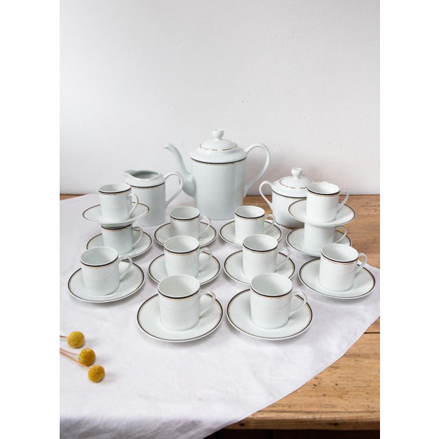 Ceramic Navy Blue and Gold Bernardaud Crystal Porcelain Coffee Set, 1990s, Set of 26 For Sale - Image 7 of 7