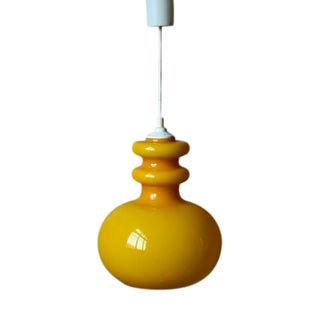 Scandinavian Yellow Glass Pendant Light For Sale