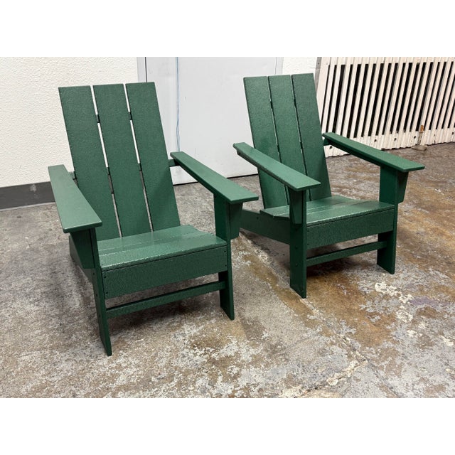 Rustic Polywood Modern Adirondack Chairs, Pair For Sale - Image 3 of 12