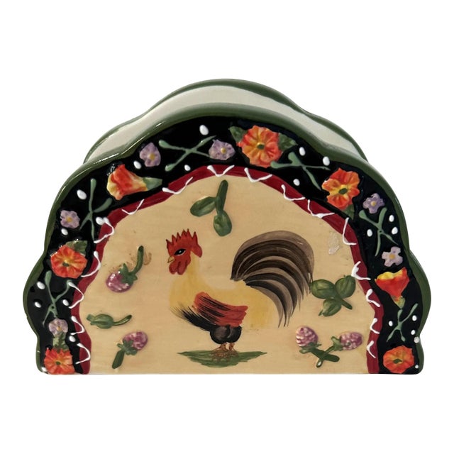 Vintage Ceramic French Country Design Napkin Holder For Sale