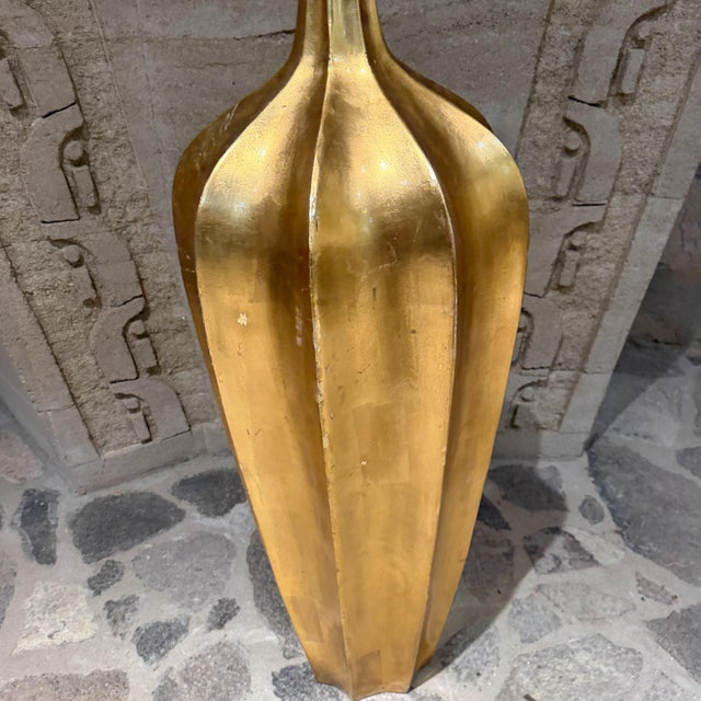 Gold Oversize Accolade Gold Leaf Floor Vase Fiberglass Resin Modern For Sale - Image 8 of 10