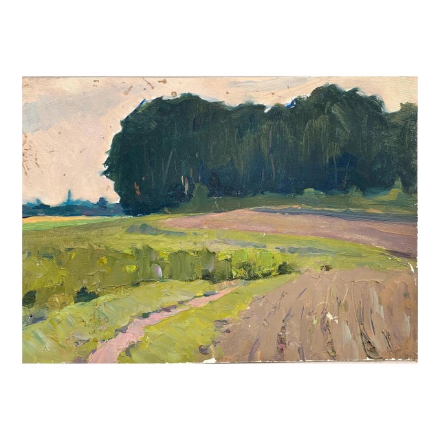 Forest Landscape Oil Painting, Ukrainian Art, 1970s For Sale
